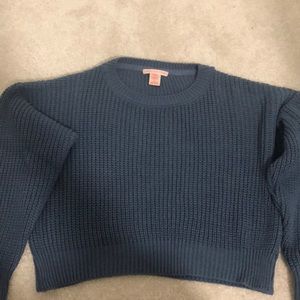 blue knit urban outfitters cropped sweater